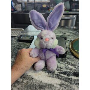 Vintage Lavender Bunny Rabbit Plush Stuffed Animal Pink Nose Mini